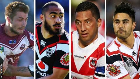 (L-R) Kieran Foran, Thomas Leuluai, Benji Marshall and Shaun Johnson