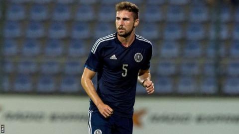 Clark Robertson playing for Scotland Under-21s
