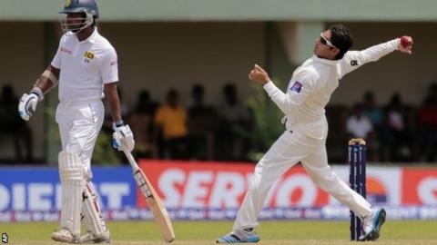 Pakistan's Saeed Ajmal bowling against Sri Lanka in August 2014