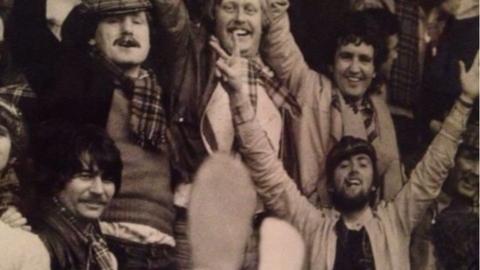 Chick Young at Wembley with the Tartan Army in the 1970s