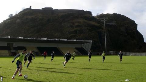 The Scotland team train at Bet Butler Stadium