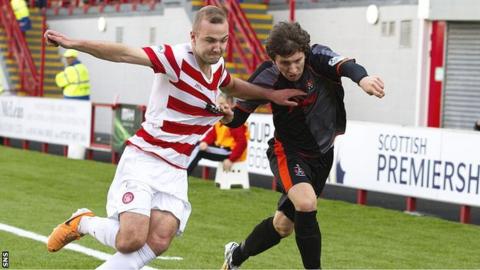 Kilmarnock's Chris Johnston tries to fight his way past Grant Gillespie
