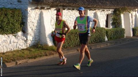 Richard Gerrard (with Michael George) between Point of Ayre and Bride