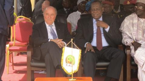 Fifa president Sepp Blatter and head of Caf Issa Hayatou