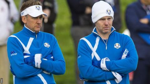 Ian Poulter and Stephen Gallacher (right)