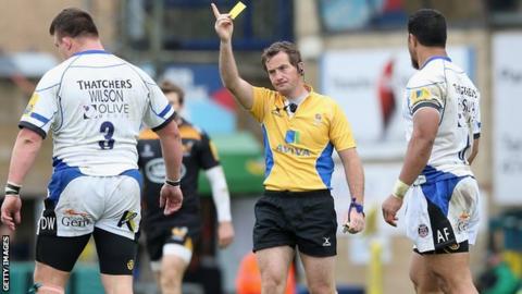 David Wilson is sent to the sin bin against Wasps