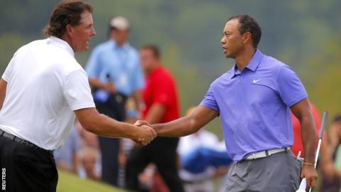 Phil Mickeson and Tiger Woods