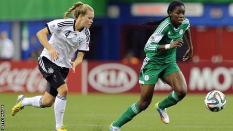 Nigeria's Asisat Oshoala (right) is one of the rising stars of African women's football