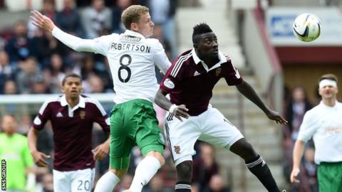 Hearts won 2-1 in the first derby of the season at Tynecastle