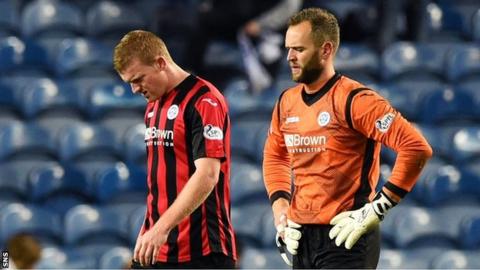 Brian Easton and goalkeeper Alan Mannus