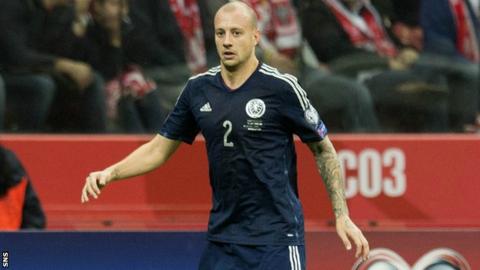 Alan Hutton playing for Scotland