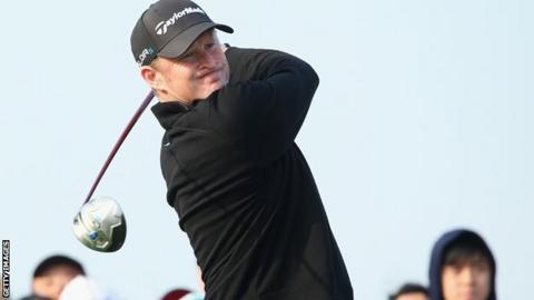 Jamie Donaldson drives in the BMW Open
