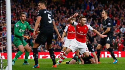 Callum Chambers celebrates scoring