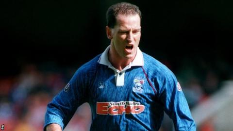 Mark Aizlewood in action for Cardiff City in 1994