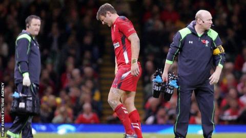 Dan Biggar leaves the field against Australia