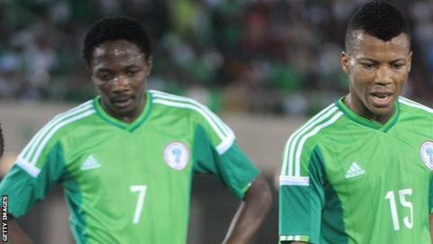 Nigeria players look dejected during the match against South Africa