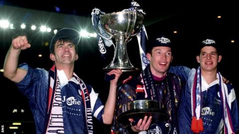 Raith Rovers celebrate their 1994 Scottish Cup victory over Celtic