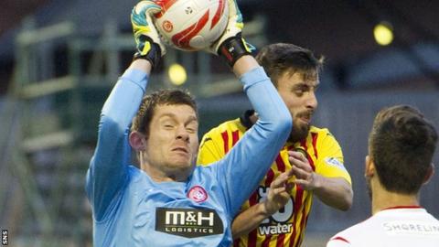 Hamilton Academical goalkeeper Michael McGovern in action against Partick Thistle