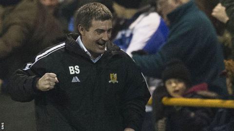 Alloa Athletic manager Barry Smith celebrates against Rangers