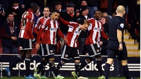 Brentford goal celebration