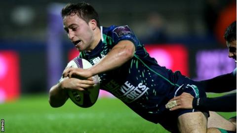 Twenty-year-old scrum-half Caolin Blade scored two tries on his first start for Connacht