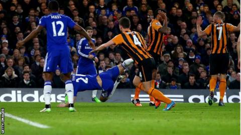 Gary Cahill in action for Chelsea against Hull