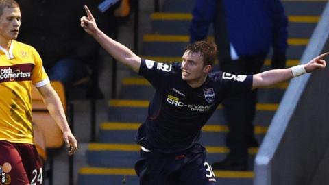 Tony Dingwall celebrates scoring against Motherwell