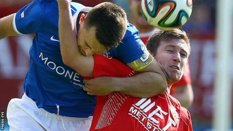 Action from Portadown against Linfield in August 2014