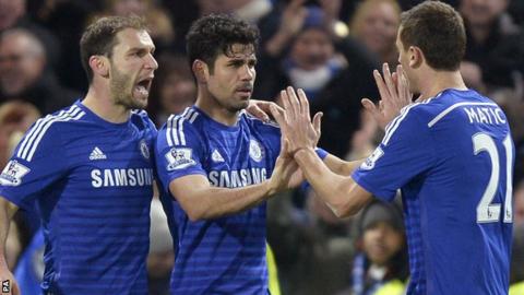 Chelsea players celebrate a goal