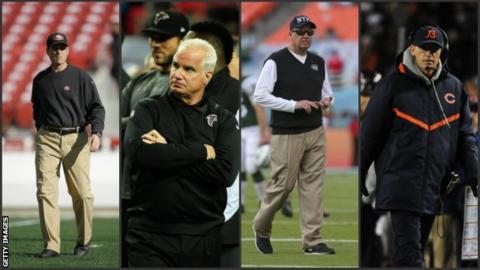 Jim Harbaugh, Mike Smith, Rex Ryan and Marc Trestman