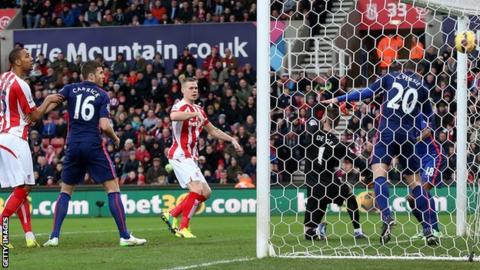 Ryan Shawcross scores for Stoke