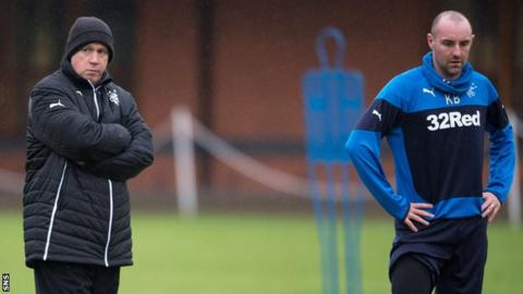Rangers caretaker manager Kenny McDowall and striker Kris Boyd during training
