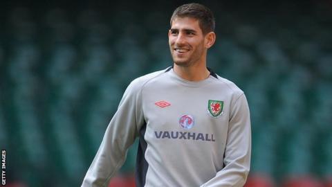 Ched Evans training with Wales in March, 2011