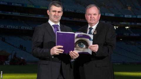Hurling Review Committee chairman Liam Sheedy with GAA President Liam O'Neill