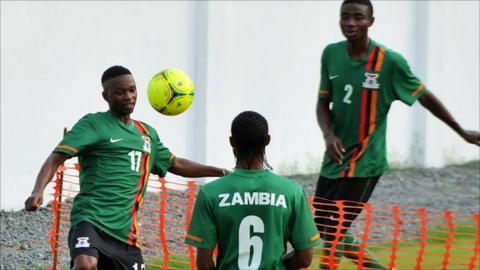 Zambian players train
