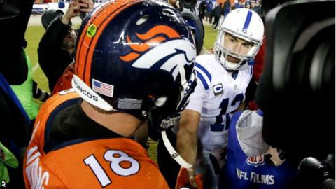 Andrew Luck and Peyton Manning