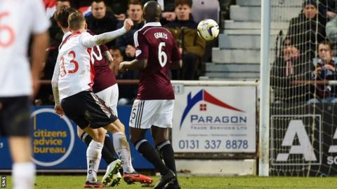Rory Loy scores for Falkirk against Hearts