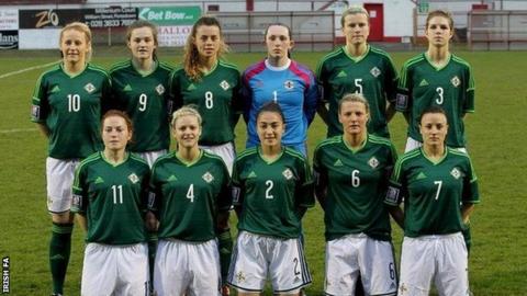 Julie Nelson (wearing 5, second right, top row) has 62 caps for Northern Ireland