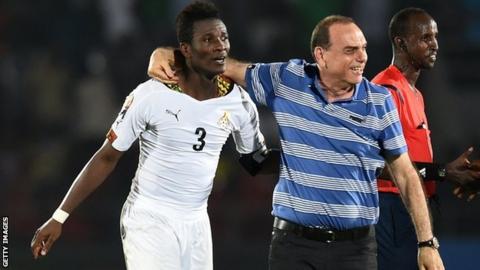 Asamoah Gyan and Avram Grant