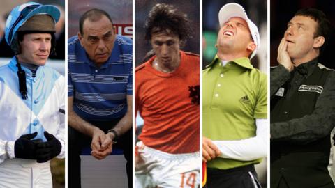 Richard Johnson, Avram Grant, Johan Cruyff, Sergio Garcia and Jimmy White