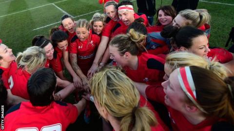 Wales Women celebrate their 13-0 Six Nations win over England