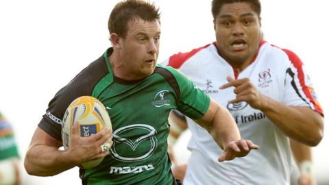 Willie Faloon sprints sprints clear of Nick Williams, who will become his team-mate at Ulster