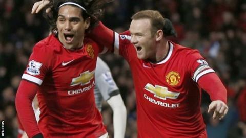 Radamel Falcao and Wayne Rooney