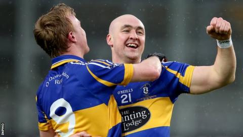 Deaglan Murphy and Gavin Bell embrace after Rossa's All-Ireland Intermediate Hurling triumph