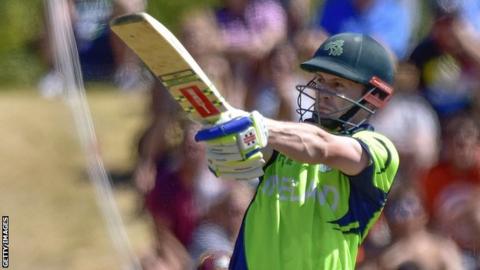 William Porterfield plays a pull shot in Ireland's win over the West Indies last Monday