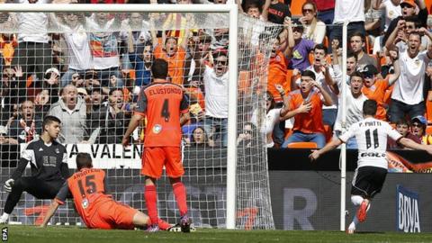 Valencia's Pablo Piatti scores against Real Sociedad