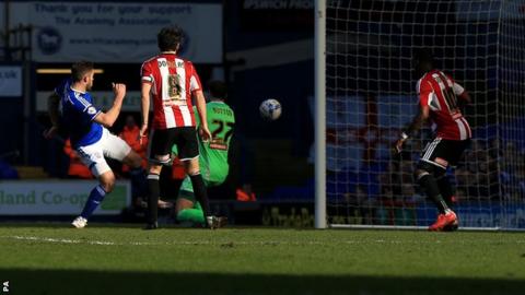 Daryl Murphy scores against Brentford