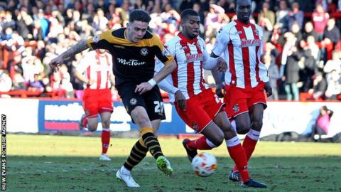 Newport's Miles Storey in action against Stevenage