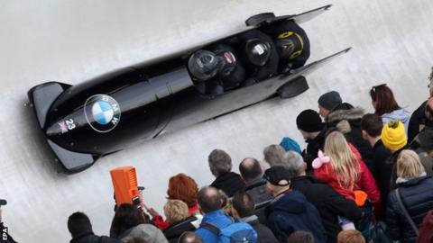 Britain's bobsleigh team competing at the World Championships