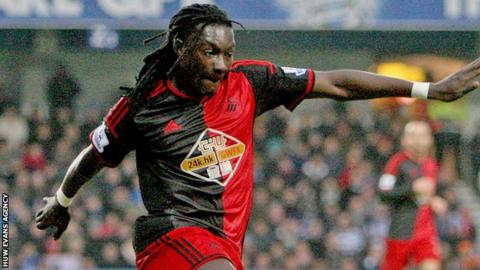 Striker Bafetimbi Gomis joined Swansea from Lyon in June 2014